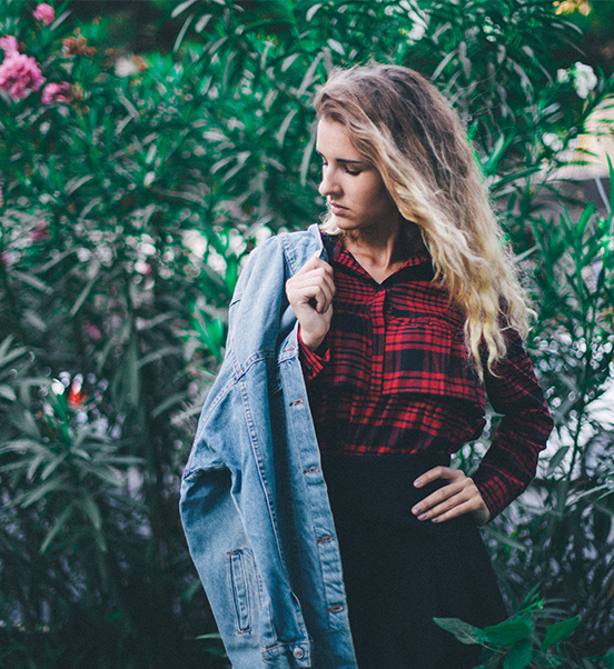 girl with jeans jacket